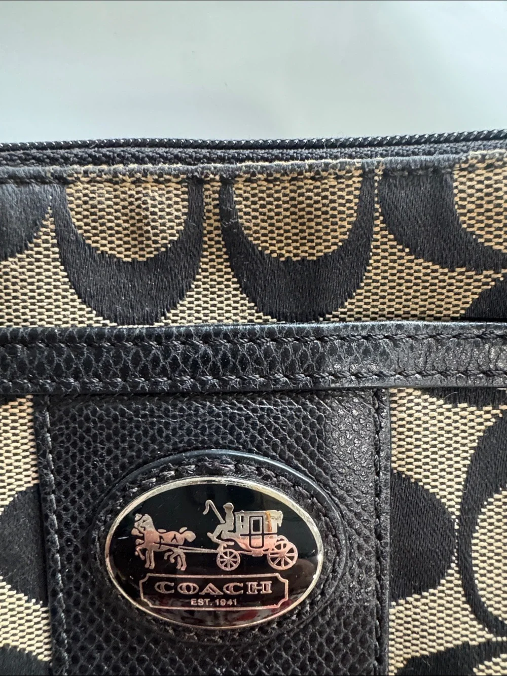 Coach Black and Tan Signature Crossbody Bag